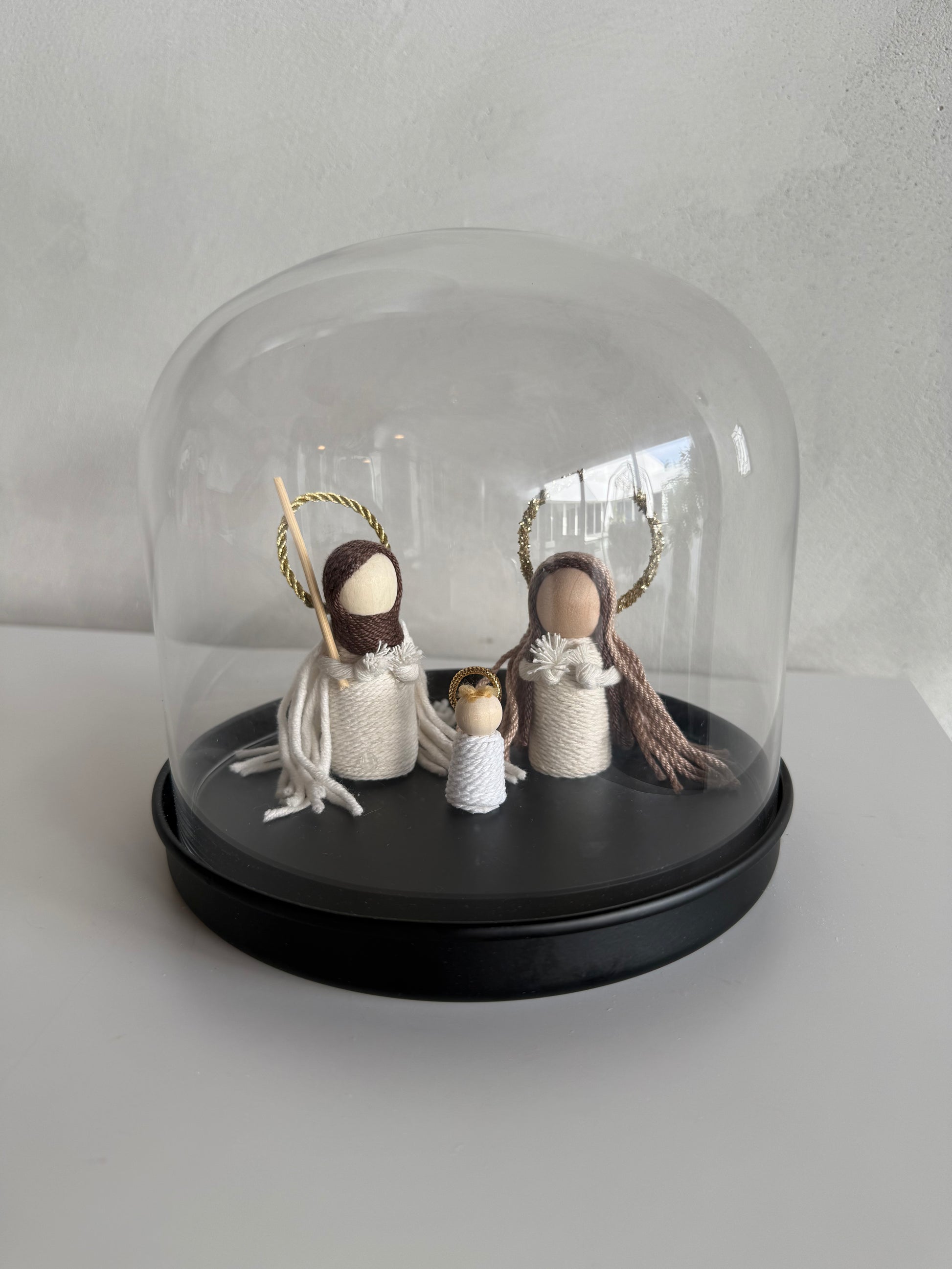 Nativity Set in Glass Dome