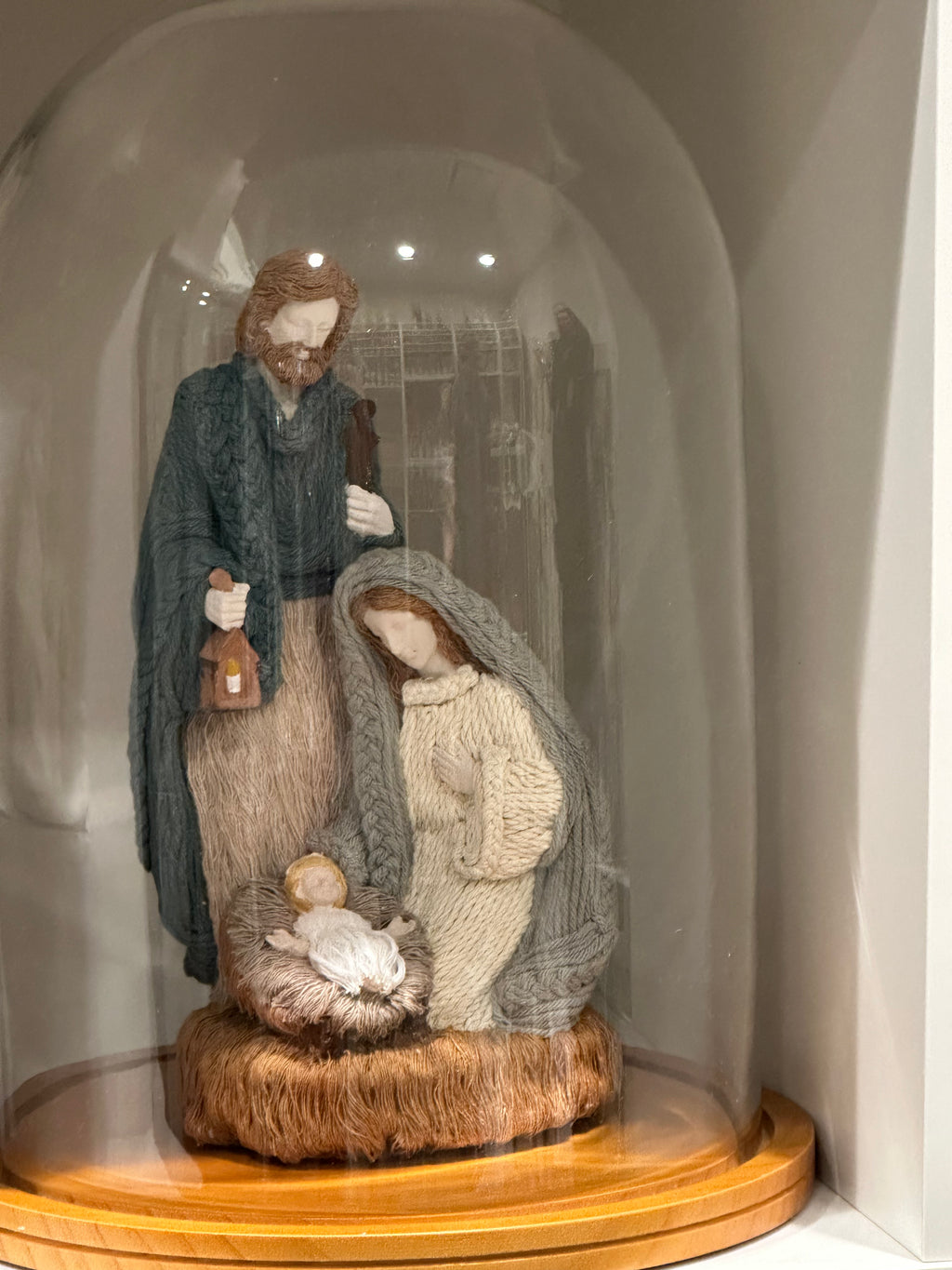 Holy Family Sculpture in Glass Dome