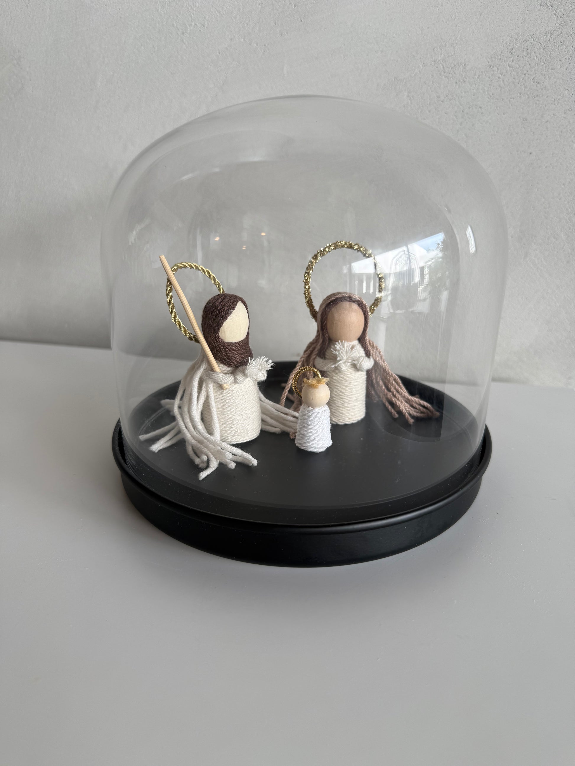 Nativity Set in Glass Dome