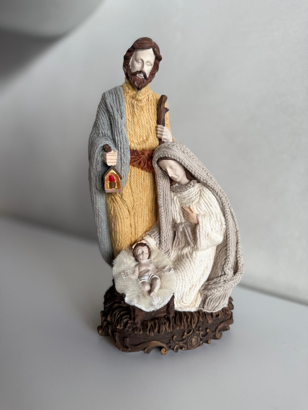 Holy Family Sculpture in Glass Dome