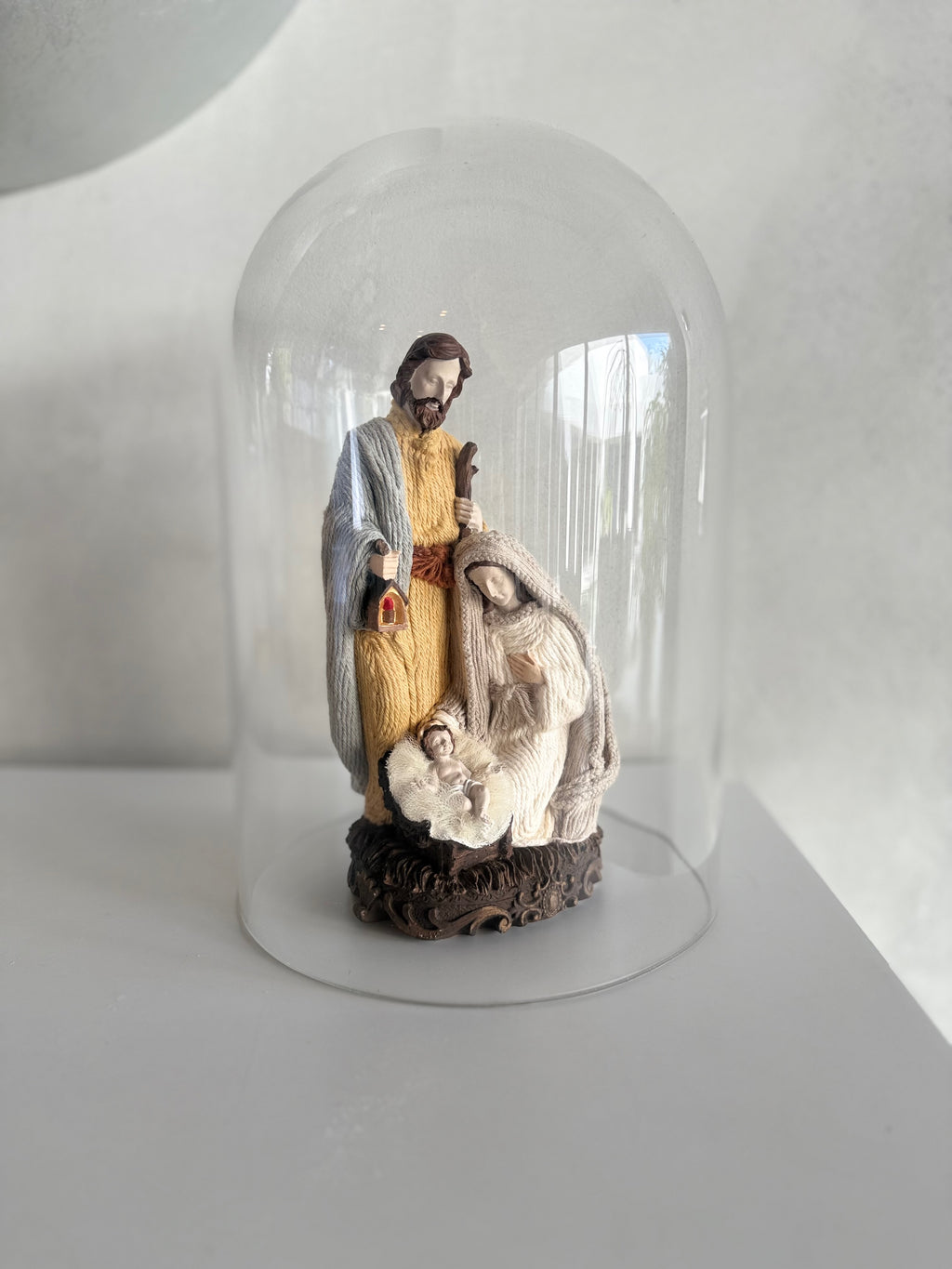 Holy Family Sculpture in Glass Dome